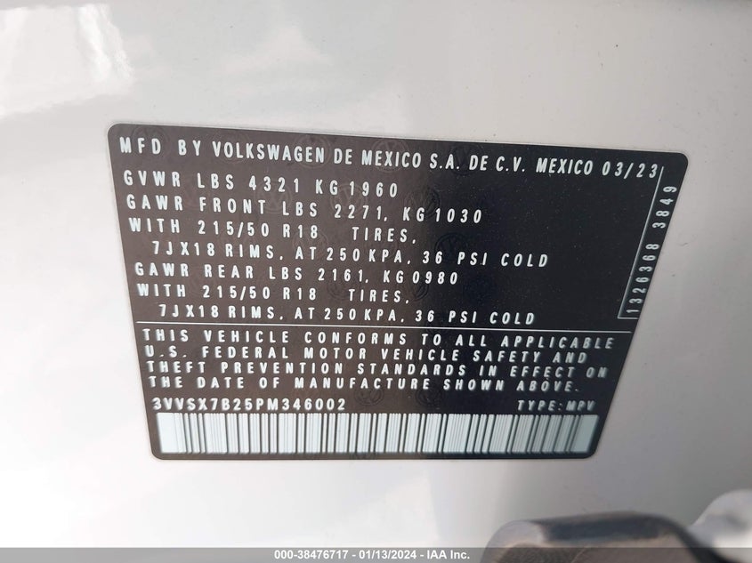 2023 VOLKSWAGEN TAOS 1.5T SE - 3VVSX7B25PM346002