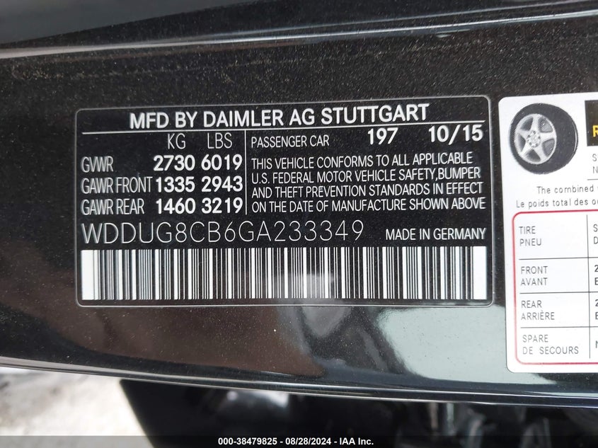 2016 MERCEDES-BENZ S 550 WDDUG8CB6GA233349