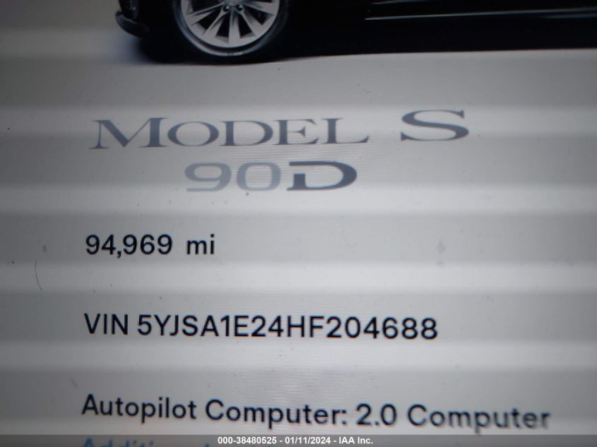 5YJSA1E24HF204688 2017 Tesla Model S 100D/60D/75D/90D/P100D