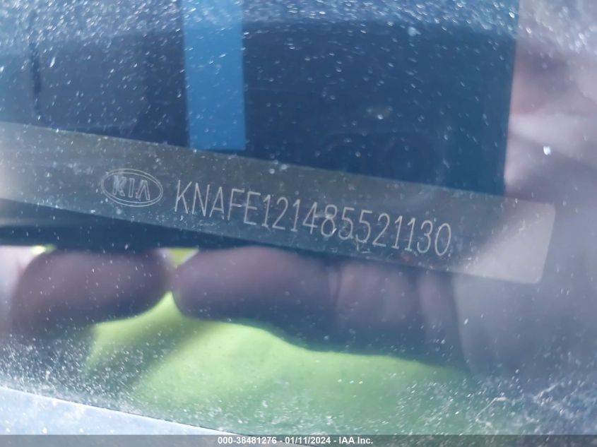 2008 Kia Spectra Ex VIN: KNAFE121485521130 Lot: 38481276