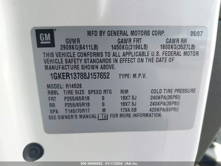 1GKER13788J157652 2008 GMC Acadia Sle-1