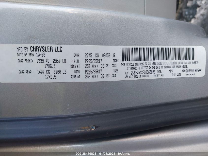 2V8HW54X79R560806 2009 Volkswagen Routan Sel