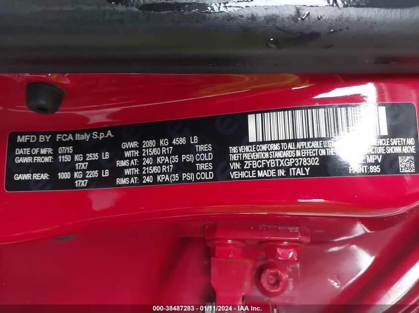 Fiat 500X 2015 -auction- 8