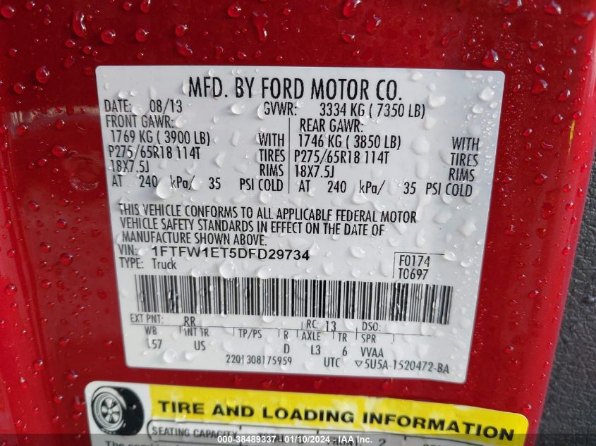 1FTFW1ET5DFD29734 2013 Ford F-150 Xlt