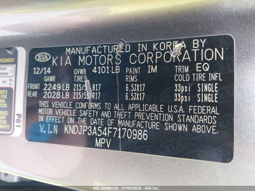 KNDJP3A54F7170986 2015 Kia Soul +