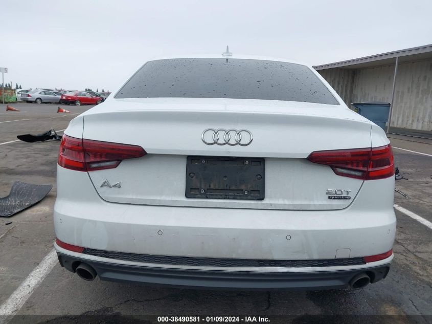 2018 Audi A4 2.0T Premium/2.0T Tech Premium VIN: WAUENAF4XJA130772 Lot: 38490581