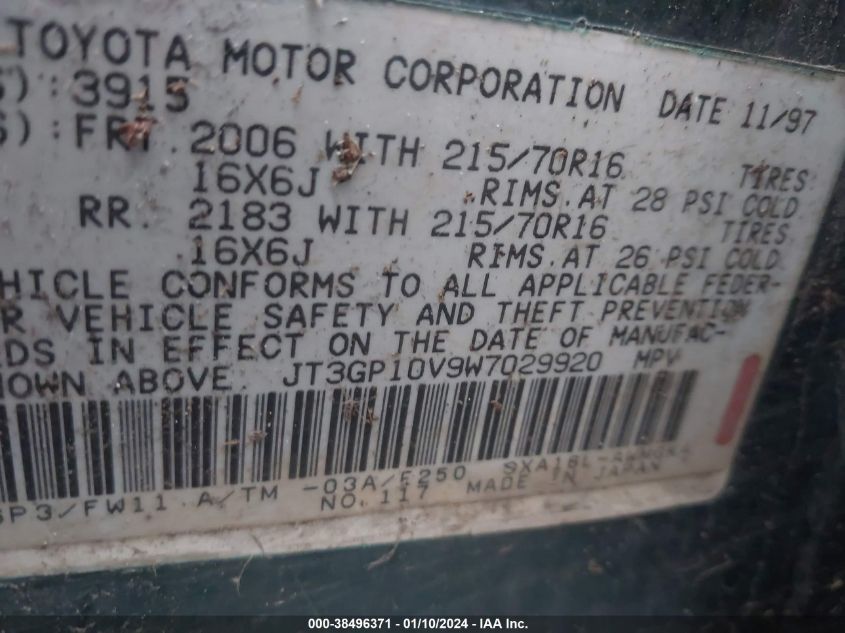 JT3GP10V9W7029920 1998 Toyota Rav4