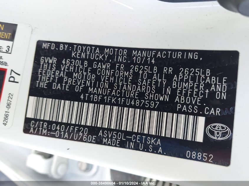 4T1BF1FK1FU487597 2015 Toyota Camry Se