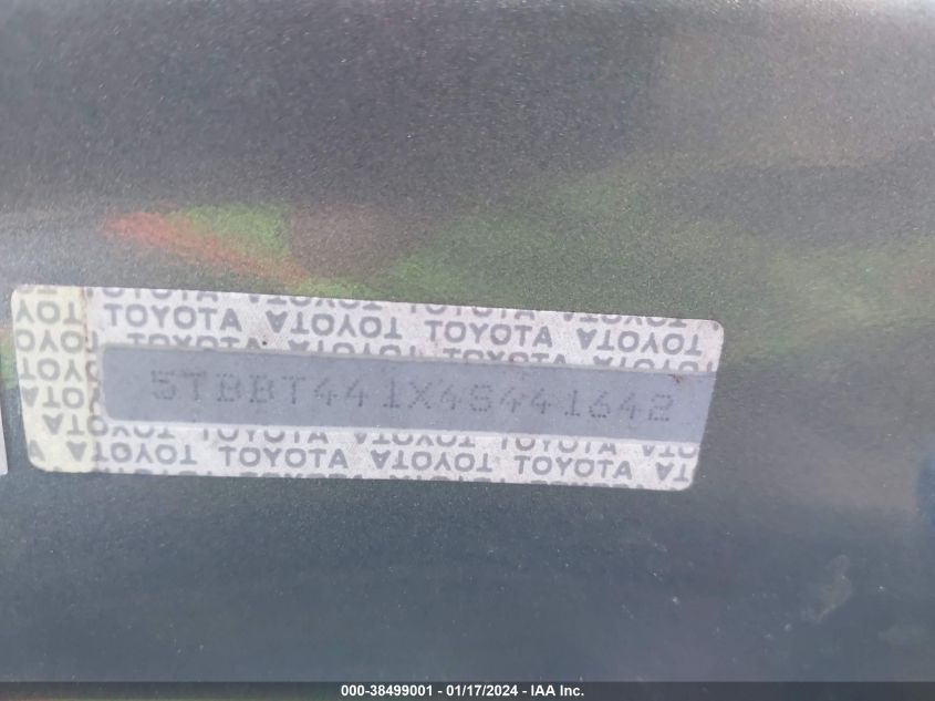 2004 Toyota Tundra Sr5 V8 VIN: 5TBBT441X4S441642 Lot: 38499001