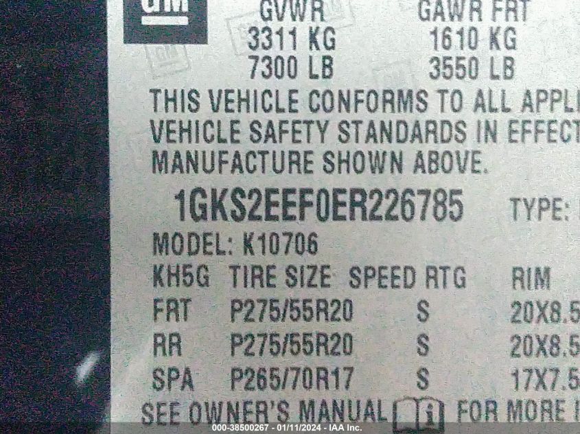 1GKS2EEF0ER226785 2014 GMC Yukon Denali