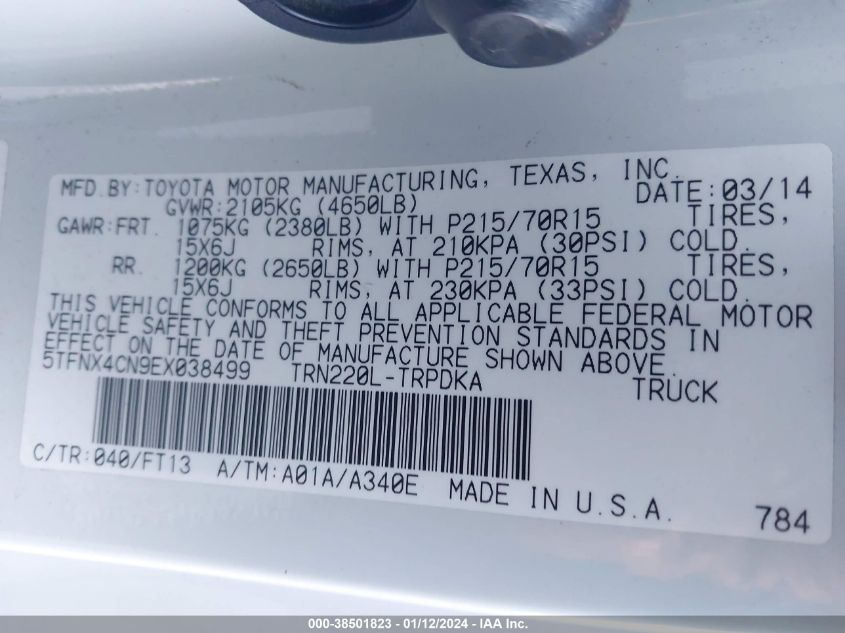 5TFNX4CN9EX038499 2014 Toyota Tacoma