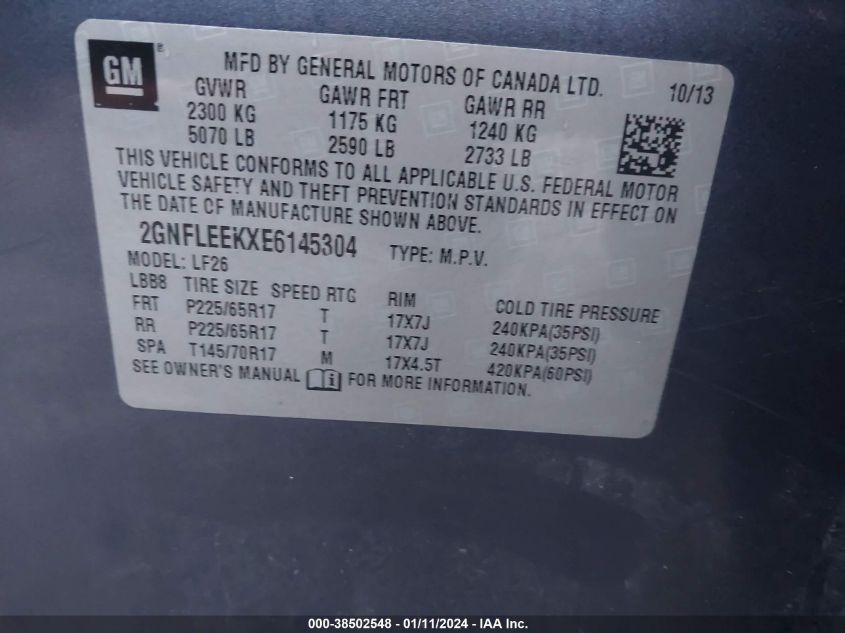 2GNFLEEKXE6145304 2014 Chevrolet Equinox Ls