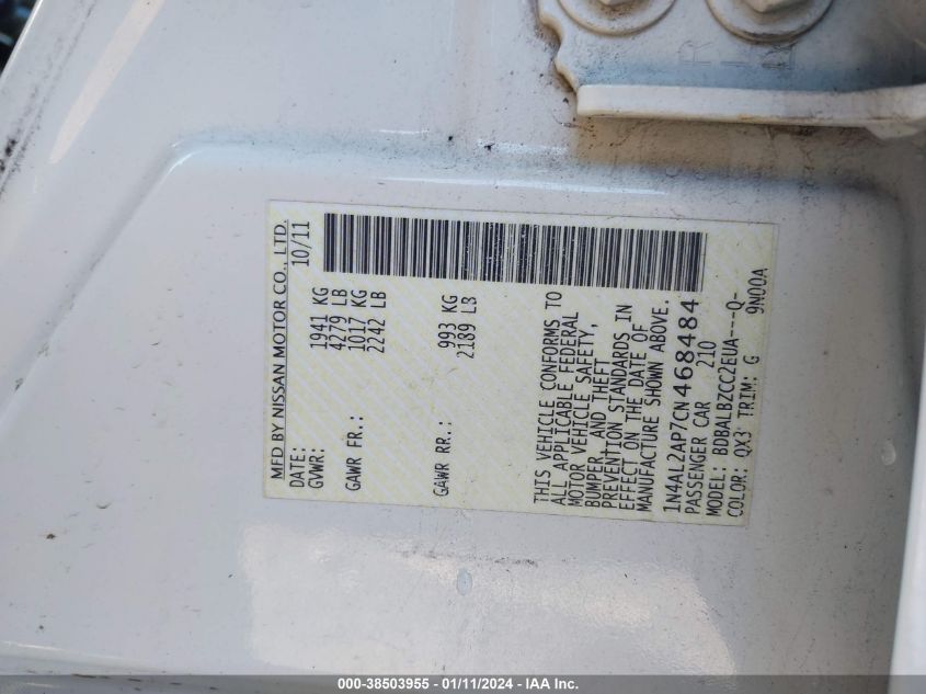 1N4AL2AP7CN468484 2012 Nissan Altima 2.5 S