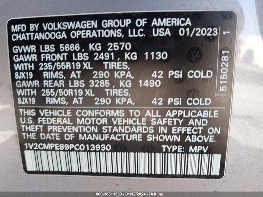 VIN 1V2CMPE89PC013930 2023 VOLKSWAGEN ID.4 PRO
