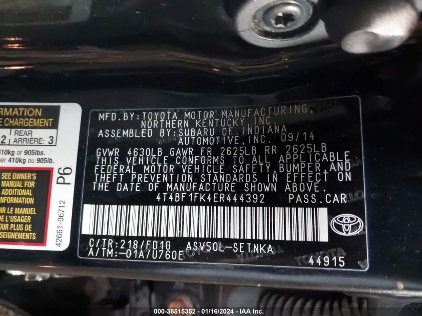 4T4BF1FK4ER444392 2014 Toyota Camry Le