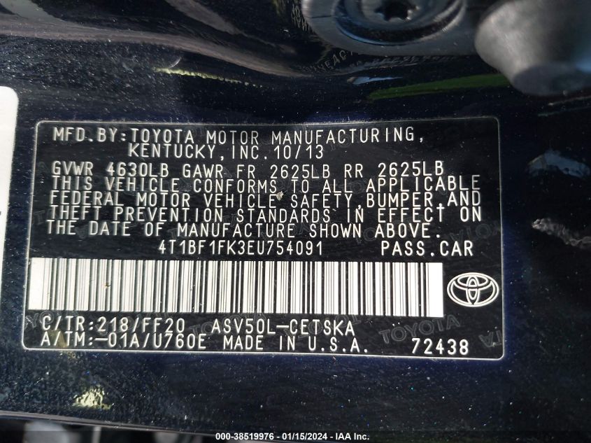 4T1BF1FK3EU754091 2014 Toyota Camry Se