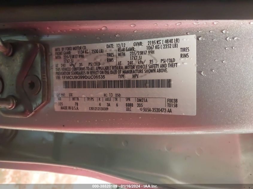 1FMCU9G99DUC06535 2013 Ford Escape Se