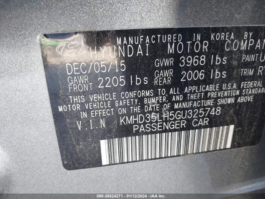 KMHD35LH5GU325748 2016 Hyundai Elantra Gt