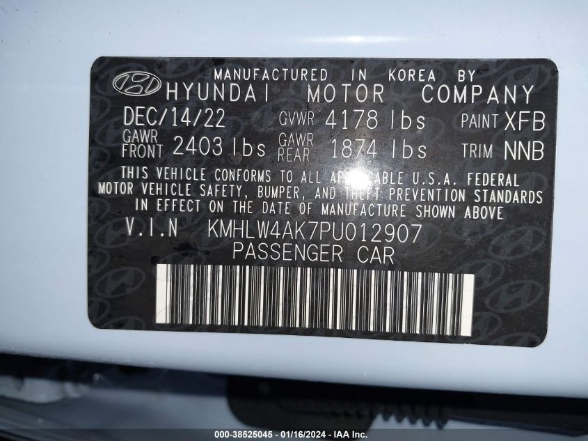 KMHLW4AK7PU012907 2023 Hyundai Elantra N