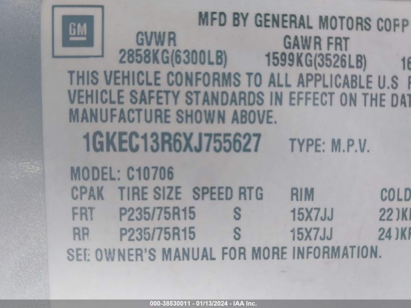 1GKEC13R6XJ755627 1999 GMC Yukon Sle