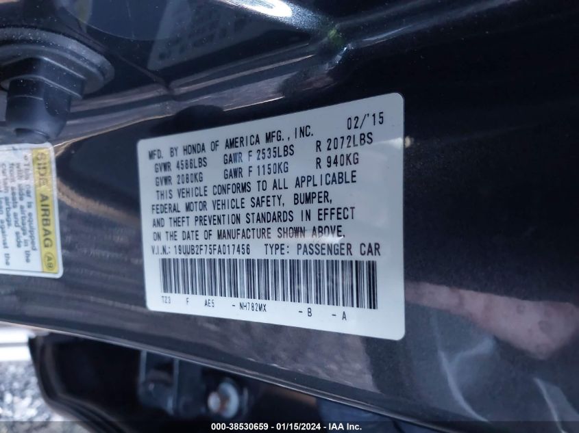 19UUB2F75FA017456 2015 Acura Tlx V6 Advance