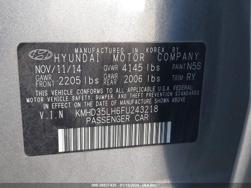 KMHD35LH6FU243218 2015 Hyundai Elantra Gt