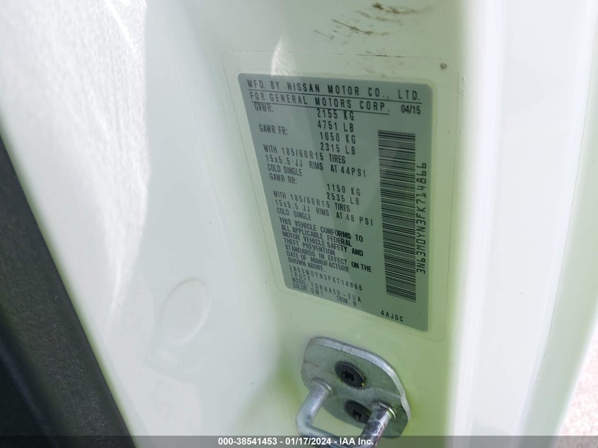 2015 CHEVROLET CITY EXPRESS 1LS - 3N63M0YN3FK714866