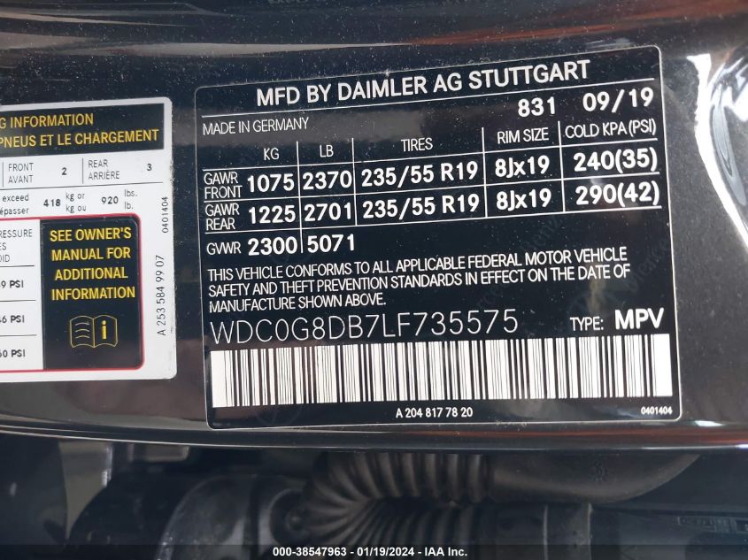 WDC0G8DB7LF735575 2020 Mercedes-Benz Glc 300