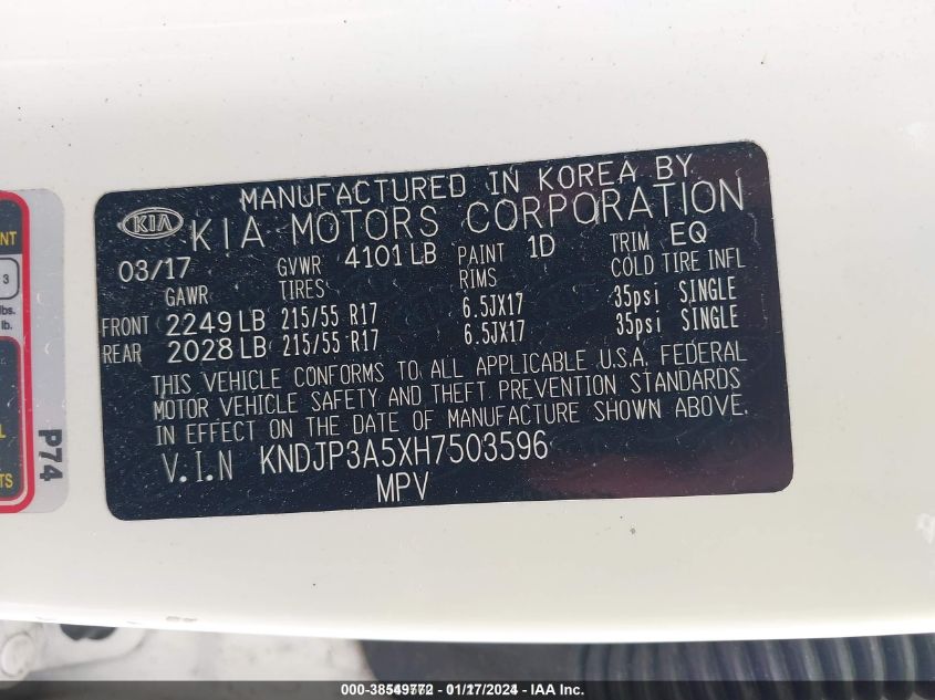 KNDJP3A5XH7503596 2017 Kia Soul +