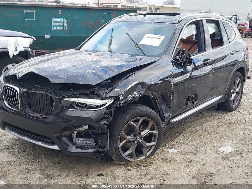 2021 BMW X3 xDrive30I VIN: 5UXTY5C08M9F79756 Lot: 38554990