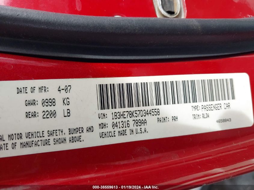 1B3HE78K57D344558 2007 Dodge Caliber R/T