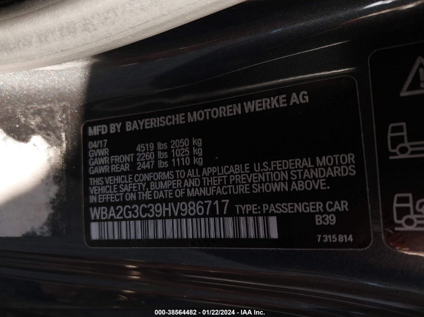 WBA2G3C39HV986717 2017 BMW M240I xDrive