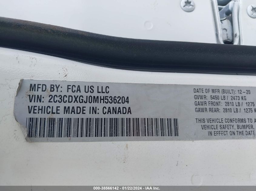2C3CDXGJ0MH536204 2021 Dodge Charger Scat Pack Widebody Rwd