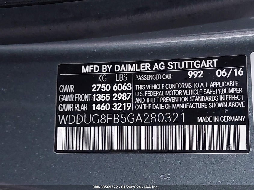 2016 MERCEDES-BENZ S 550 4MATIC WDDUG8FB5GA280321