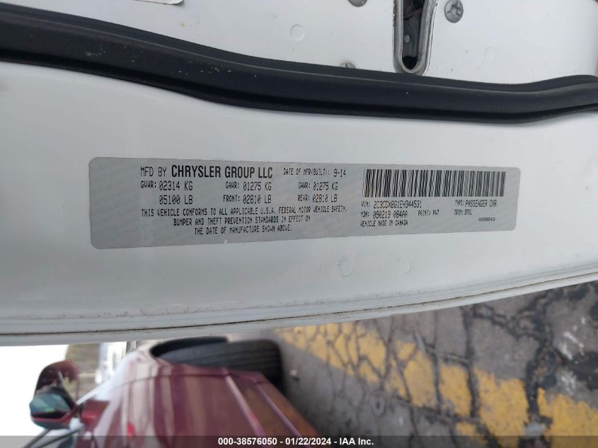 2014 Dodge Charger Se VIN: 2C3CDXBG1EH344531 Lot: 38576050