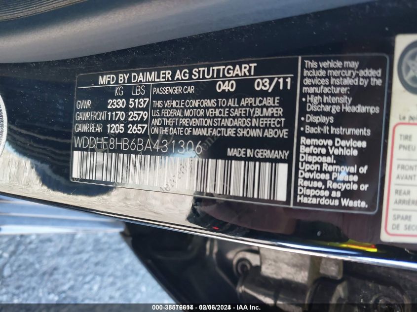 WDDHF8HB6BA431306 2011 Mercedes-Benz E 350 4Matic