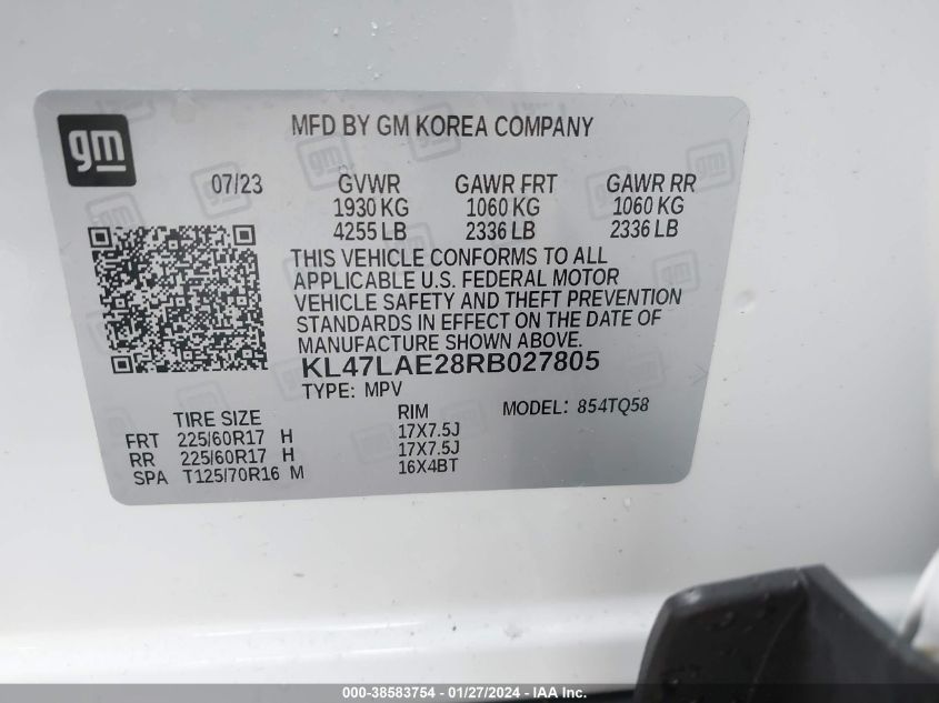 2024 Buick Envista Preferred Fwd VIN: KL47LAE28RB027805 Lot: 38583754