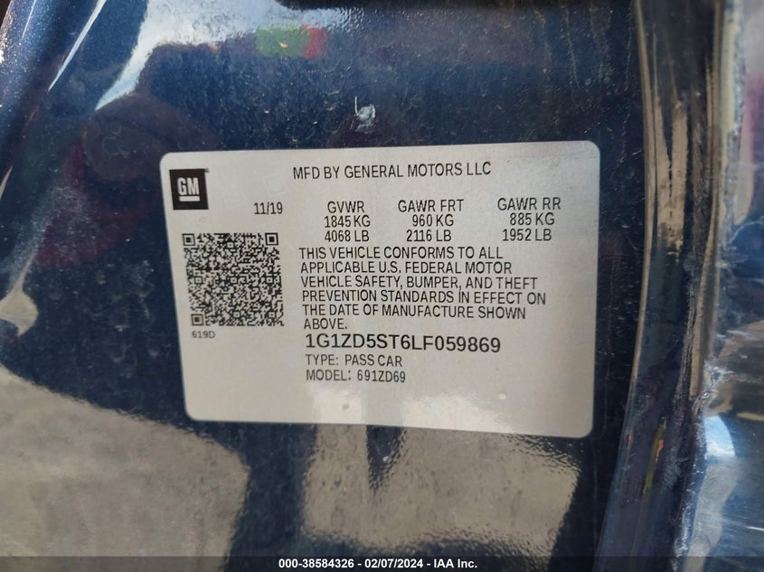 2020 CHEVROLET MALIBU FWD LT - 1G1ZD5ST6LF059869