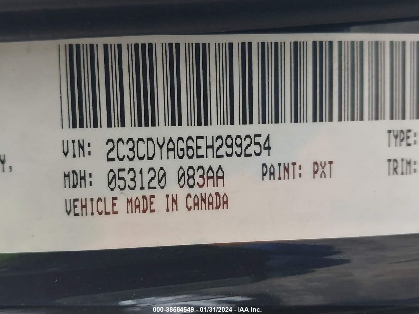 VIN 2C3CDYAG6EH299254 2014 DODGE CHALLENGER no.9