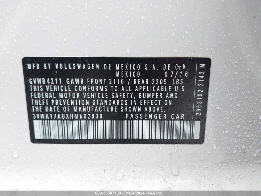 2017 VOLKSWAGEN GOLF SPORTWAGEN TSI S - 3VWA17AUXHM502936