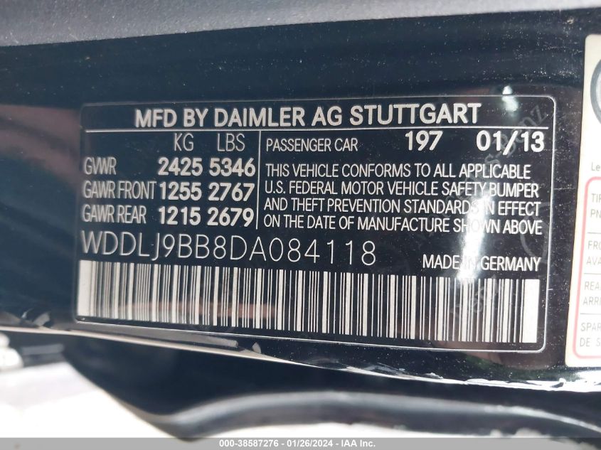 2013 Mercedes-Benz Cls 550 4Matic VIN: WDDLJ9BB8DA084118 Lot: 38587276