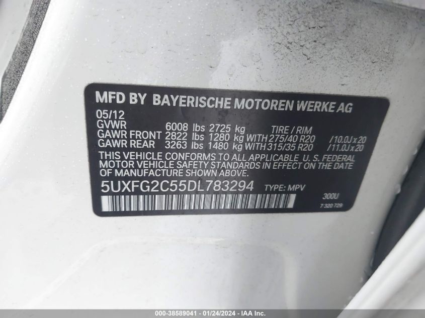 VIN 5UXFG2C55DL783294 2013 BMW X6, Xdrive35I no.9