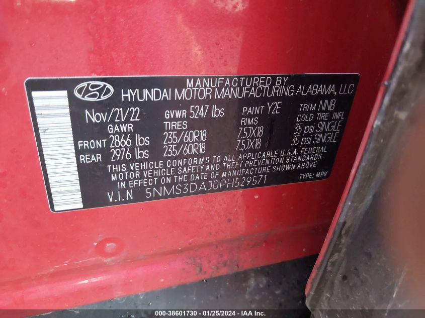 5NMS3DAJ0PH529571 2023 Hyundai Santa Fe Sel