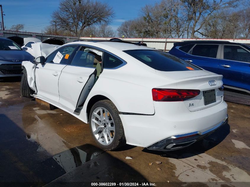 2023 Audi A5 Sportback Premium 45 Tfsi S Line Quattro S Tronic VIN: WAUDACF58PA055848 Lot: 38602289