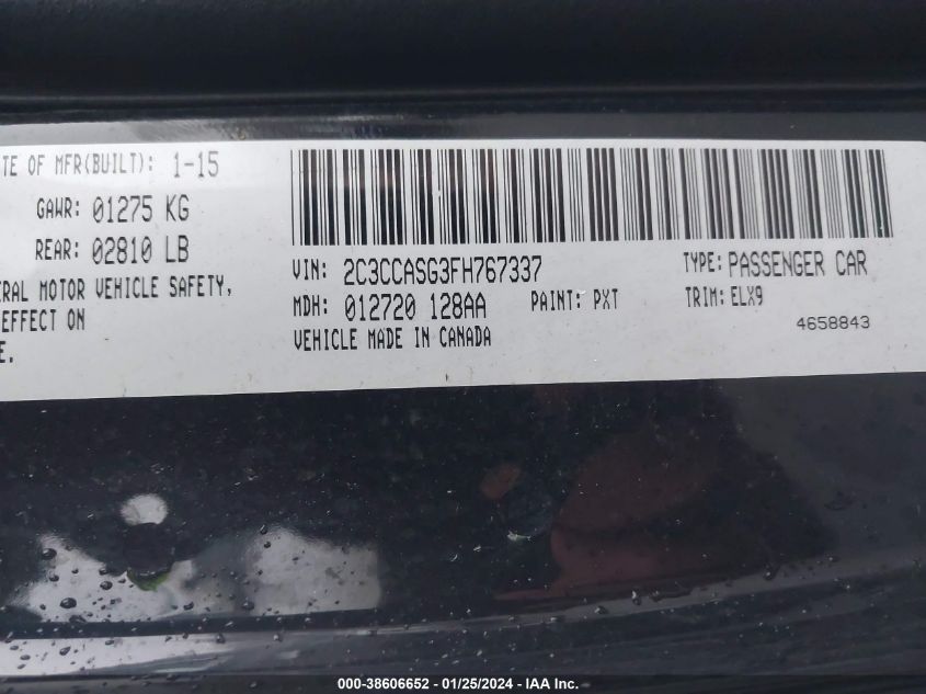 2C3CCASG3FH767337 2015 Chrysler 300C Platinum