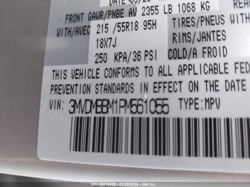 VIN 3MVDMBBM1PM561055 2023 MAZDA CX-30 2.5 S SELECT