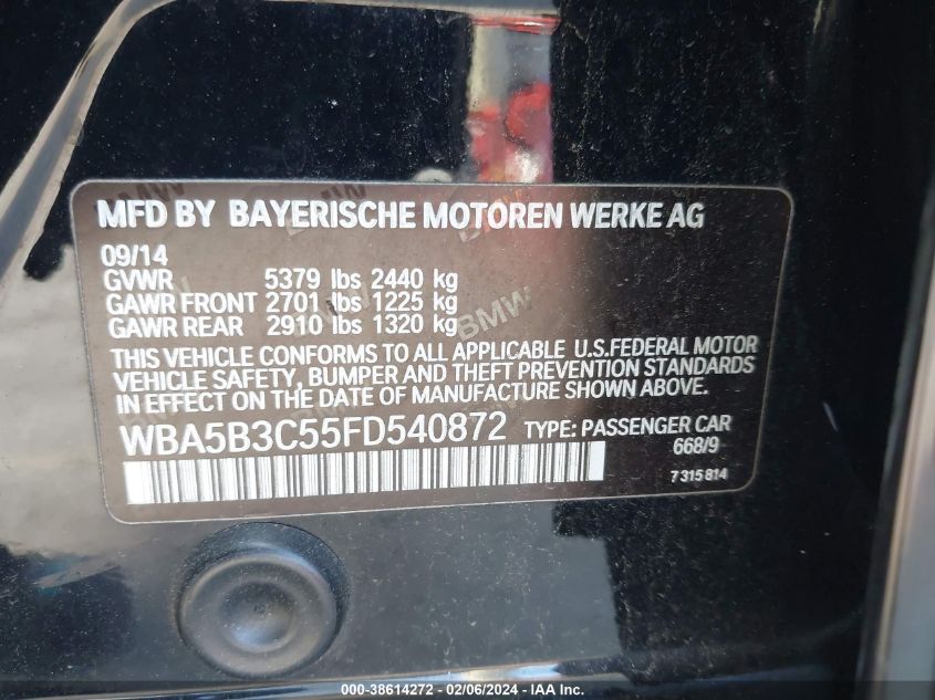 2015 BMW 535I XDRIVE - WBA5B3C55FD540872