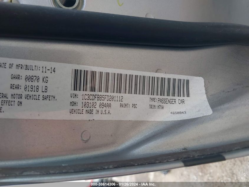 1C3CDFBB5FD201112 2015 Dodge Dart Sxt