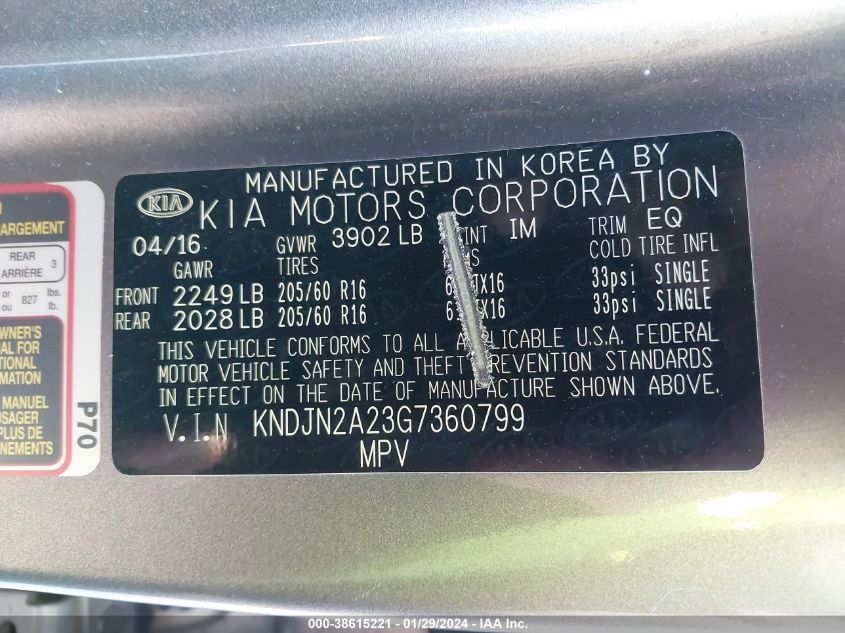 KNDJN2A23G7360799 2016 Kia Soul