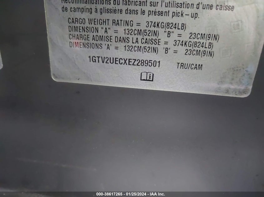 2014 GMC Sierra 1500 Sle VIN: 1GTV2UECXEZ289501 Lot: 38617265